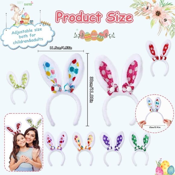 Easter Bunny Ears Headbands Plush Sequins Girls Boys Party Holiday Accessories main image 7